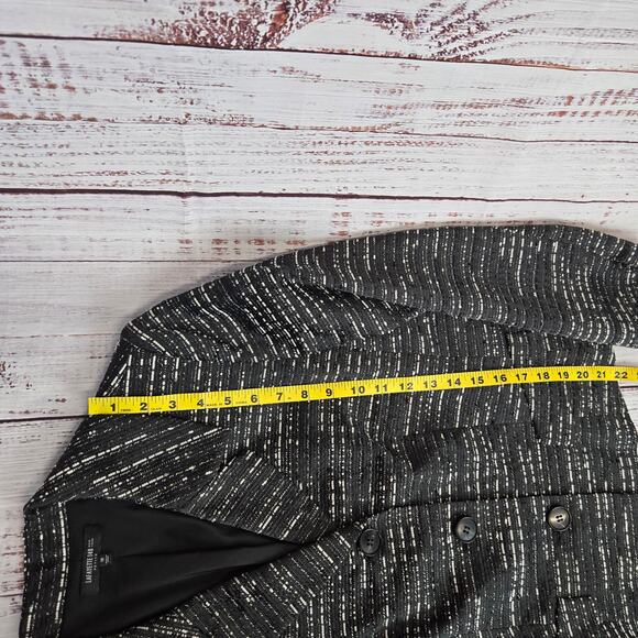 Lafayette 148 Black White Crop Tweed Blazer 10 Petite Prep Academia Quiet Money - Picture 11 of 13